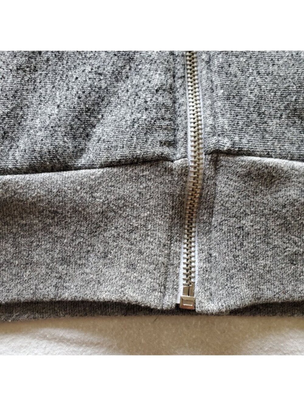 American Apparel Gray Zip Hoodie Burlap Sunburst Sun Ray Patchwork Size L Large - Picture 7 of 12